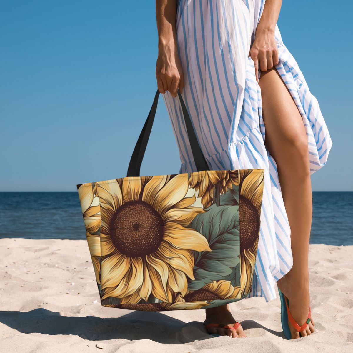 Yoga Fitness Drawing - Bolsa tote grande com desenho botânico