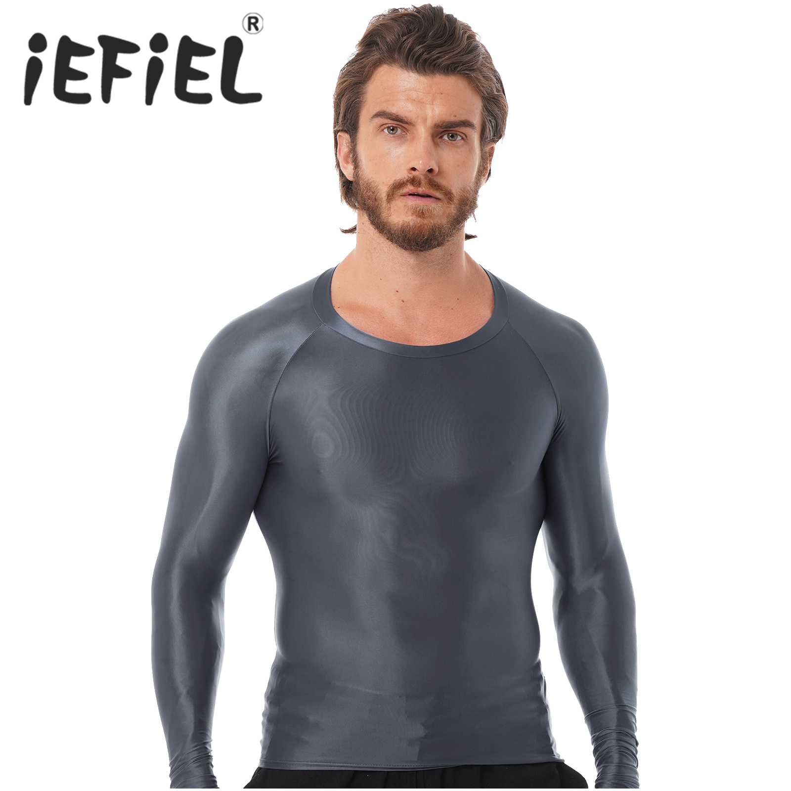 Yoga Daily Fitness - Camiseta esportiva brilhante masculina de manga